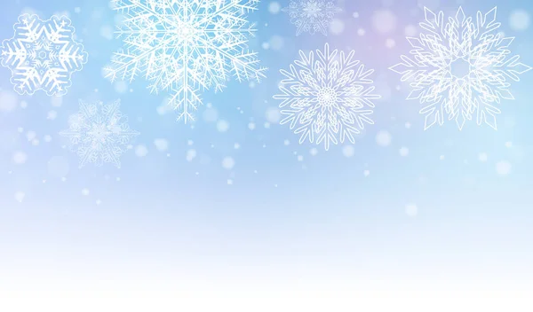 Fond Noël Avec Flocons Neige Fond Neige Bleu Hiver Illustration — Image vectorielle