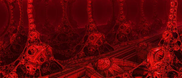 Fondo Abstracto Fantásticas Estructuras Alienígenas Fondo Ficticio Rojo Oscuro Sangriento — Foto de Stock