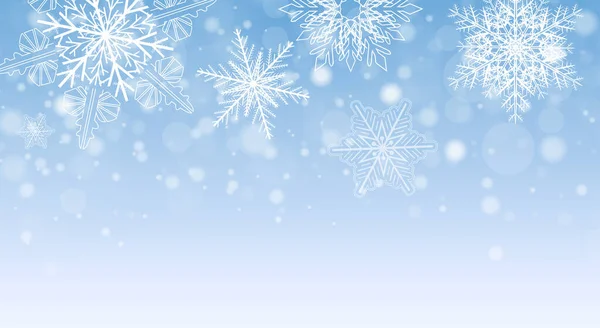 Fond Noël Avec Flocons Neige Fond Neige Bleu Hiver Illustration — Image vectorielle