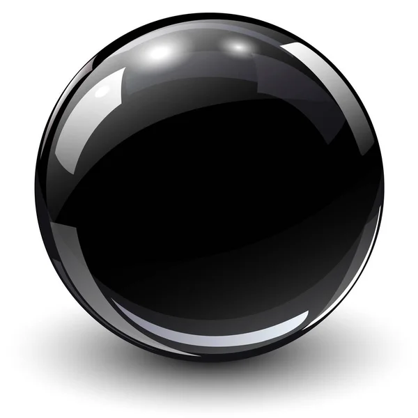 ブラックガラスボール 3D光沢のある光沢のある球アイコン ベクトルイラスト — ストックベクタ