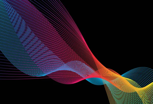 Абстрактный Фон Волновыми Линиями Многоцветный Дизайн Чёрном Векторная Иллюстрация — стоковый вектор