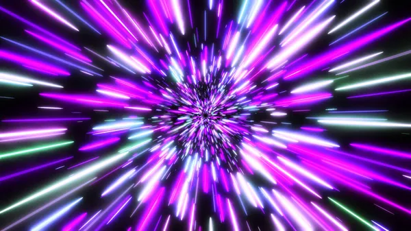 Soyut Arkaplan Neon Parlaklık Renkleri Galakside Işık Hızı Evrende Patlama — Stok fotoğraf