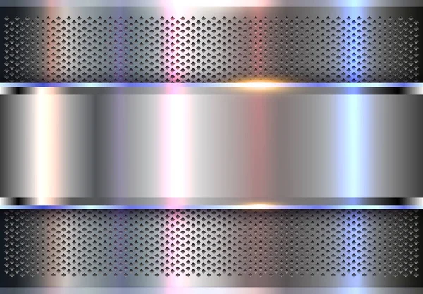 Silber Metallischer Hintergrund Polierte Chrom Und Stahlstruktur Glänzendes Metall Vektor — Stockvektor