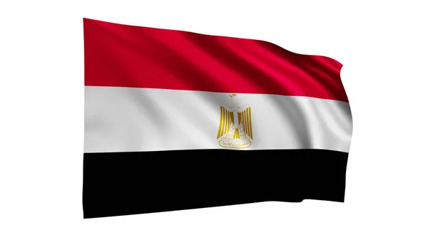 Flag Egypt Isolated White Realistic Wavy Egyptian Flag Render Illustration — Stock Photo, Image