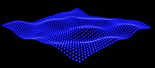 Background Blue Lights Field Technology Design Sea Neon Dots Black — Stock Photo, Image