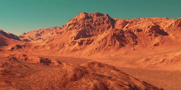 Пейзаж Планеты Марс Рендеринг Воображаемой Местности Марса Реалистичная Иллюстрация Научной — стоковое фото