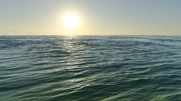 Oceaan Natuurlijke Achtergrond Met Kalm Water Zon Weergave Illustratie — Stockfoto