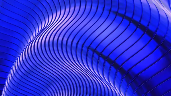 3次元波パターンを持つ抽象的な青の背景 興味深い最小金属ストライプベクトルの背景イラスト — ストック写真