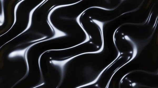 Černý Kov Textura Vlnami Tekuté Tmavé Kovové Hedvábí Vlnitý Vzor — Stock fotografie
