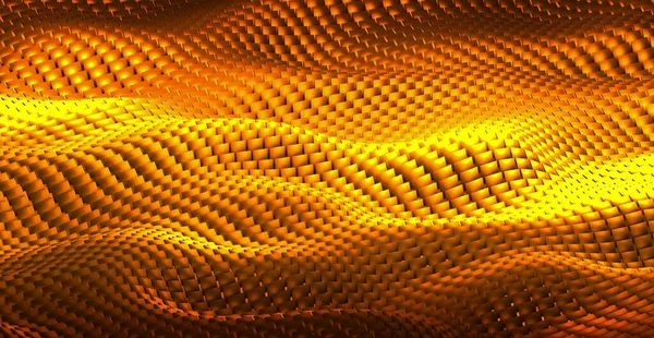 背景3D金の正方形波フィールド 抽象的な技術設計 光沢のあるパターンの素晴らしい海 3Dレンダリングイラストの背景 — ストック写真