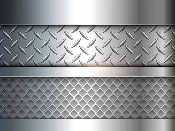 銀研磨鋼の質感の背景 ダイヤモンドプレートテクスチャと光沢のあるクロム金属 3Dベクトル光沢のある金属デザイン — ストックベクタ