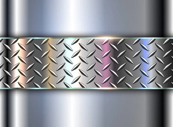 Silver Polished Steel Texture Background Shiny Chrome Metallic Diamond Plate — Stock Vector