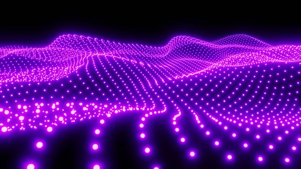 Фон Фіолетовим Світлом Поля Абстрактний Технологічний Дизайн Фантастичне Море Неонових — стокове фото