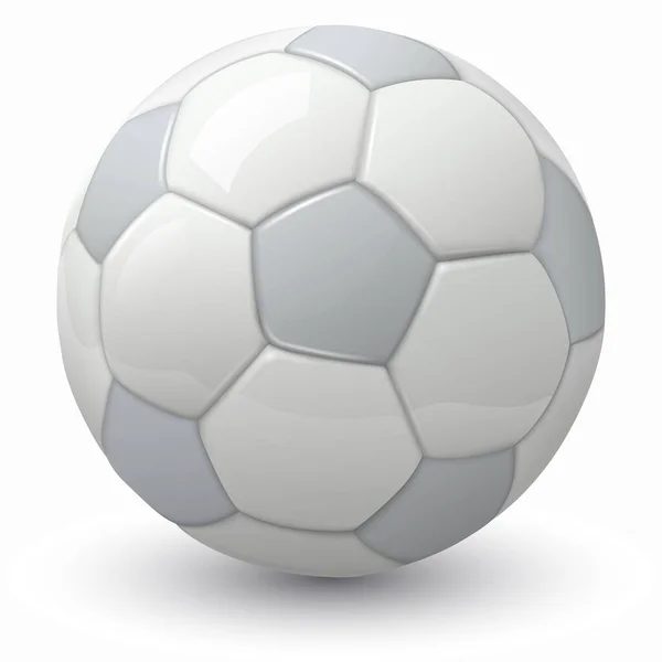 Pallone Calcio Icona Bianco Grigio Lucido Sfera Calcio Illustrazione Vettoriale — Vettoriale Stock