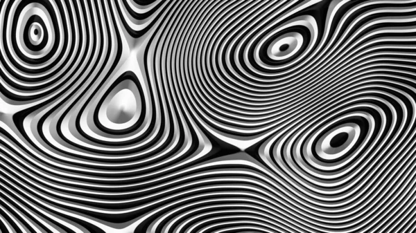 Абстрактний Фон Чорно Білий Вишукані Металеві Лінії Круглий Смугастий Візерунок — стокове фото
