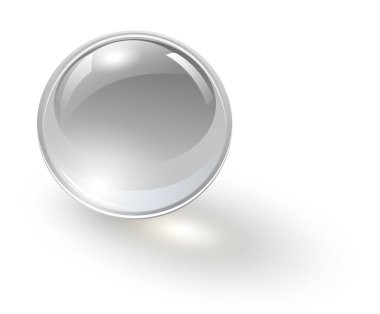 Cam top grisi, 3D parlak ve parlak küre simgesi, vektör illüstrasyonu.