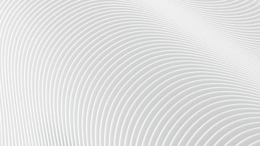 İş sunumu için üç boyutlu beyaz dalgalı arka plan. Soyut gri çizgiler zarif desenler. Minimalist boş çizgili BG. Modern minimal renk illüstrasyonlu yarı ton monokrom tasarımı.