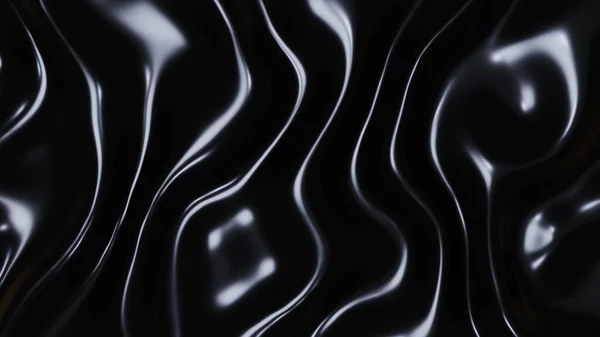 Black Metal Texture Waves Liquid Dark Metallic Silk Wavy Pattern — Stock Photo, Image