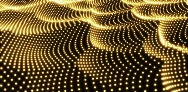Фон Полем Золотого Світла Абстрактний Технологічний Дизайн Фантастичне Море Неонових — стокове фото