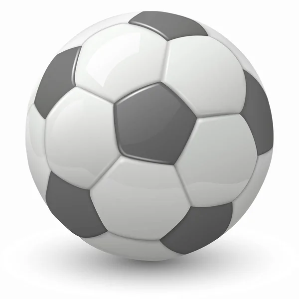 Pallone Calcio Icona Bianco Grigio Lucido Sfera Calcio Illustrazione Vettoriale — Vettoriale Stock