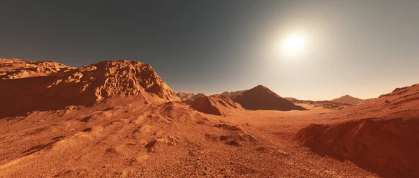 Mars Planetenlandschaft Darstellung Eines Imaginären Mars Planetengeländes Orange Erodierte Wüste — Stockfoto