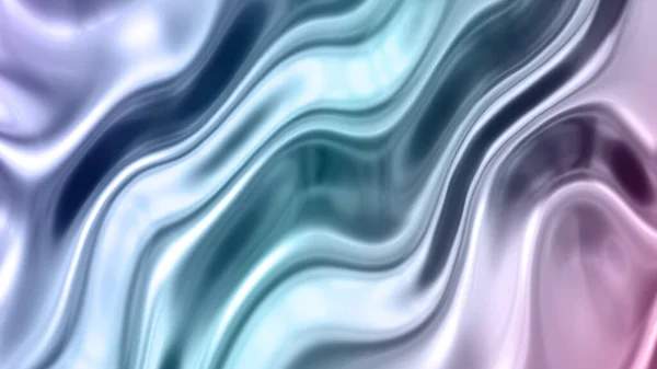 波と銀クロム金属テクスチャ 液体銀虹彩金属シルク波デザイン 3Dレンダリングイラスト — ストック写真