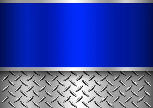 Background Silver Blue Metallic Chrome Design Diamond Plate Sheet Metal — Stock Vector