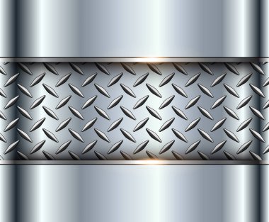 Gümüş cilalı çelik desenli arka plan, pırlanta kaplama desenli parlak krom metalik, 3D vektör parlak metal tasarımı.