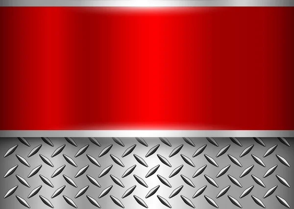 Achtergrond Zilver Rood Metallic Chroom Ontwerp Met Diamant Plaat Metalen — Stockvector