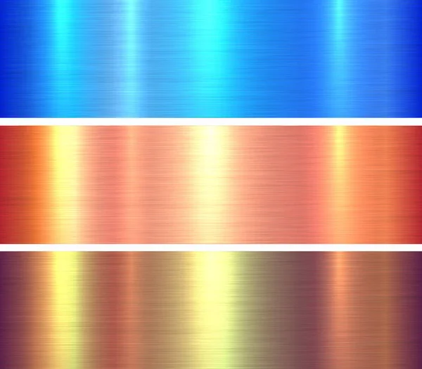 Set Textures Métalliques Fond Métallique Brillant Multicolore Illustration Vectorielle Métal — Image vectorielle