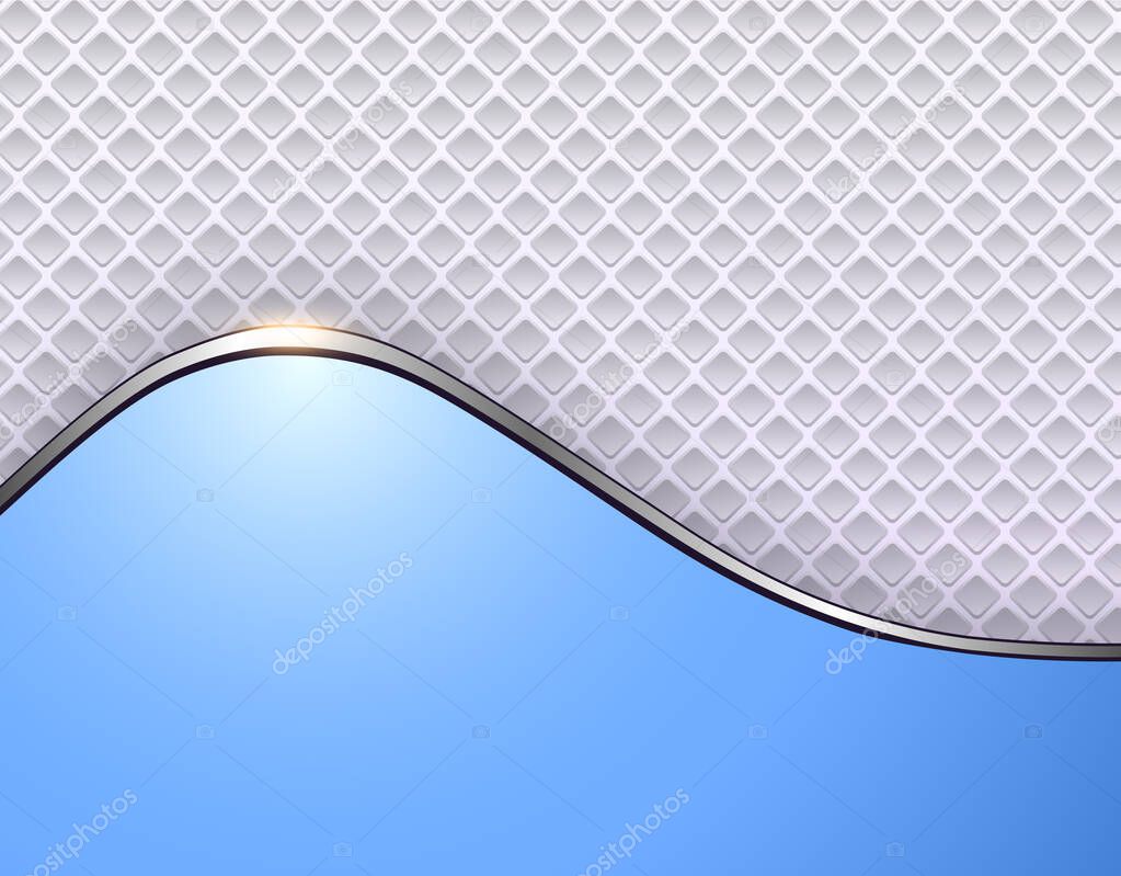 Business background blue grey, elegant wave with holes pattern and metallic elements, vector illustration.
