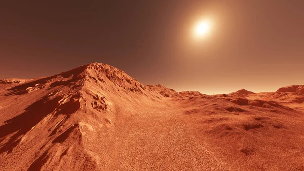 Mars Bolygó Táj Render Képzeletbeli Mars Bolygó Terep Narancs Erodált — Stock Fotó