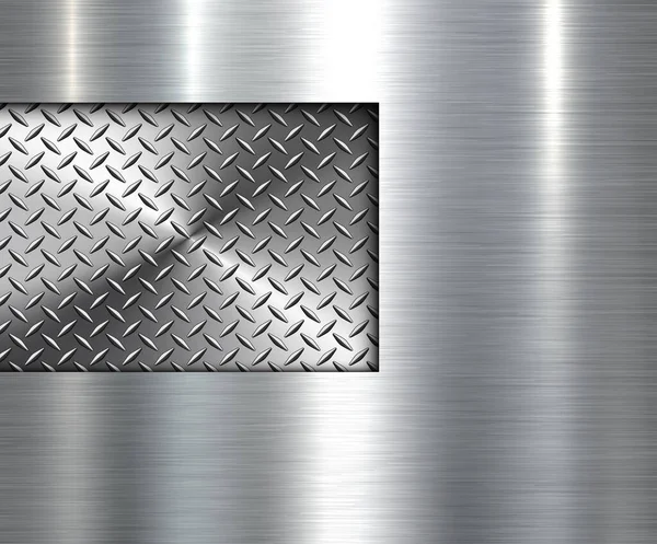 ダイヤモンドの金属パターン 光沢のある光沢のある研磨された鋼板のベクトル図と銀のブラシ付き金属テクスチャ — ストックベクタ