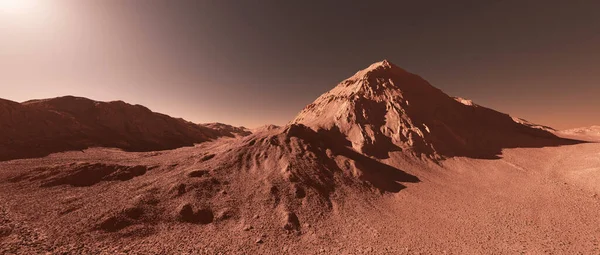 Mars Planet Landskap Landskap Återgivning Imaginära Mars Planet Terräng Orange — Stockfoto