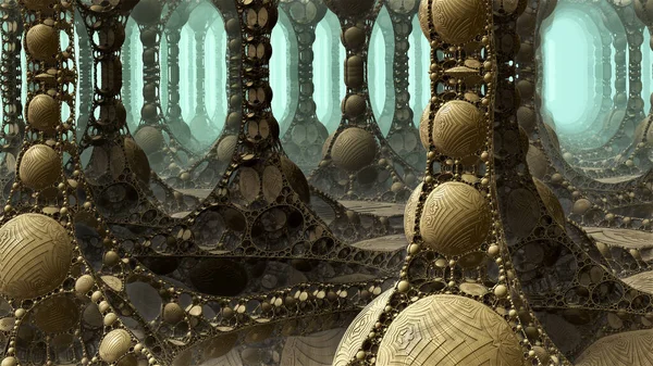 Abstract Background Fantastic Ancient Civilization Architecture Gold Alien City Render — Φωτογραφία Αρχείου