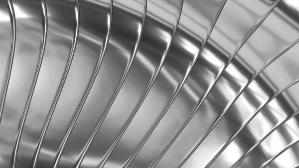 3D波金属パターンを持つ抽象的な銀の背景 クロム金属ストライプベクトル背景イラスト — ストック写真