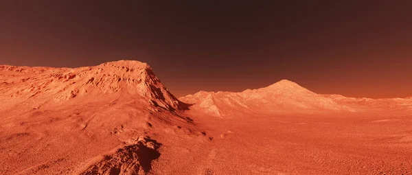 Mars Planet Landskap Landskap Återgivning Imaginära Mars Planet Terräng Orange — Stockfoto