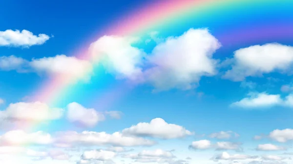 Fundo Dia Ensolarado Céu Azul Com Nuvens Cúmulo Branco Arco — Fotografia de Stock