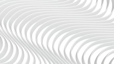 İş sunumu için üç boyutlu beyaz dalgalı arka plan. Soyut gri çizgiler zarif desenler. Minimalist boş çizgili BG. Modern minimal renk illüstrasyonlu yarı ton monokrom tasarımı.
