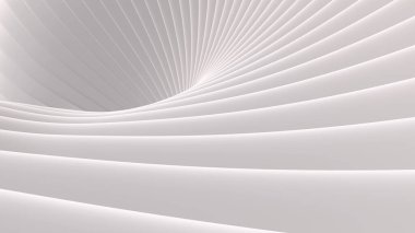 3D çizgili desenli soyut beyaz arkaplan, ilginç mimari minimal gri arkaplan 3D resimleme.