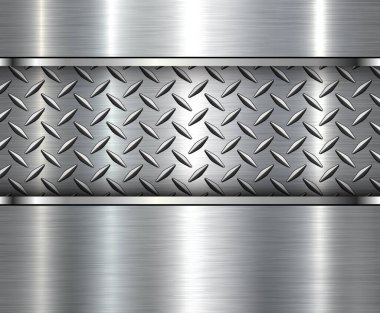 Gümüş fırçalı metal desenli elmas metalik desenli, 3 boyutlu parlak ve parlak çelik plaka çizimi..