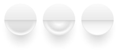 Çember düğmeleri beyaz ve gri, web sitesi için 3B navigasyon paneli, düzenlenebilir vektör illüstrasyonu.