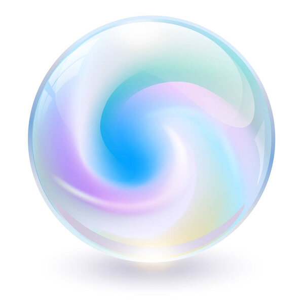 3D crystal, glass sphere with abstract spiral shape inside, interesting marble ball.