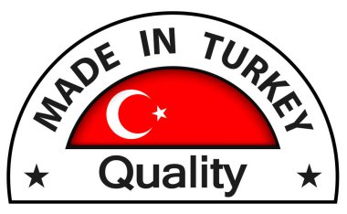 Türkiye 'de kalite simgesi, daire düğmesi, vektör Türkçe kalite sertifikası illüstrasyonu.