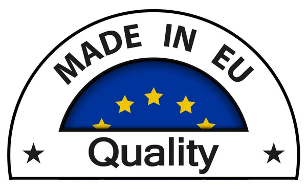 Made Icona Qualità Pulsante Cerchio Vettoriale Unione Europea Certificato Qualità — Vettoriale Stock