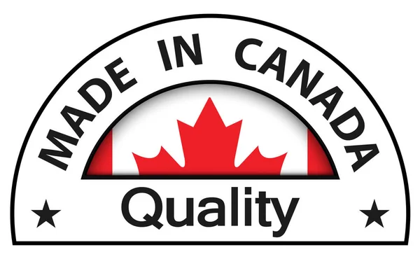 Made Canada Quality Icon Κουμπί Κύκλου Διανυσματική Ποιότητα Πιστοποιητικό Εικονογράφηση — Διανυσματικό Αρχείο