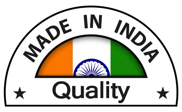 Made India Quality Icon Κύκλος Κουμπί Διάνυσμα Ινδική Ποιότητα Πιστοποιητικό — Διανυσματικό Αρχείο