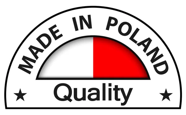 Made Poland Ícone Qualidade Botão Círculo Vetor Ilustração Certificado Qualidade — Vetor de Stock