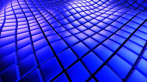 Синій Фон Квадратні Хвилі Візерунка Абстрактне Технологічне Поле Кубів Фантастичне — стокове фото