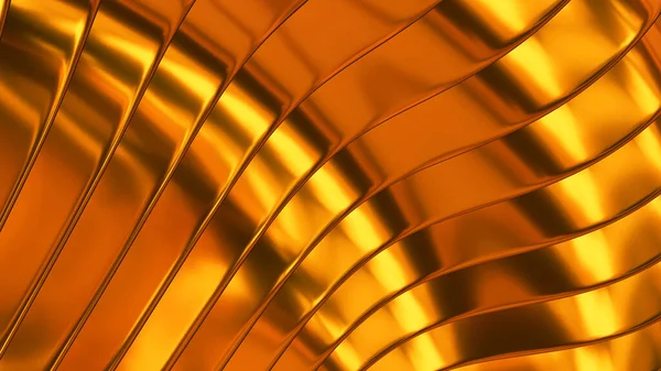 金の金属の背景3D 光沢のある縞模様の質感 円形のパターン光沢のある金属レンダリングイラスト — ストック写真